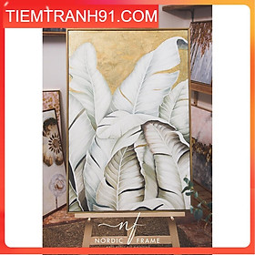 Mua Tranh sơn dầu cao cấp - NORDIC FRAME - Tranh Lá nền Dát Vàng   vẽ tay 100%  đẳng cấp và sang trọng  vẽ theo yêu cầu