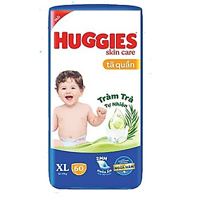 Tã quần Huggies XL60 - Cho Bé Từ 12-17kg -Skin Care Tràm trà tự nhiên ngừa hăm - Date mới