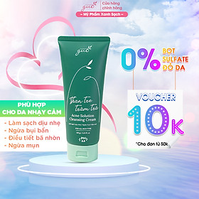 Sữa Rửa Mặt Than Tre Tràm Trà Kiềm Dầu Ngừa Mụn GUO - Acne Solution Cleansing Cream 100gr