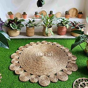 Mua Thảm Cói Bánh Xe Đan Trà - Thảm Cói Tự Nhiên Trải Ghế Phòng Khách- Thảm Cói Decor Phòng- Đan Trà Decor