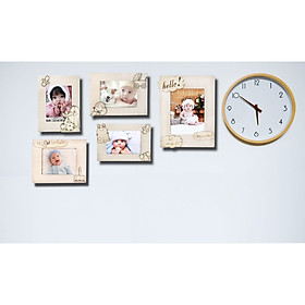 Trọn bộ combo 5 khung ảnh dành cho bé, khung ảnh trang trí bàn tiệc thôi nôi, phòng cho bé siêu xinh tặng kèm bộ kit đinh ốc giúp bạn dễ dàng treo tường 