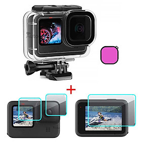 Vỏ chống nước 60M cho GoPro Hero 11 10 9 Vỏ bảo vệ khi lặn dưới nước màu đen Vỏ bọc Bộ lọc màu đỏ tím Go Pro Màu sắc: Vỏ bảo vệ D