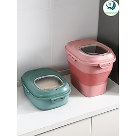 Thùng đựng gạo gấp gọn đa năng 25 kg kèm ca đựng gạo, chọn màu theo ý- Hộp đựng ngũ cốc có nắp đậy