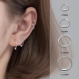 Khuyên tai bạc nữ vòng tròn lò xo, bông tai bạc Duyson