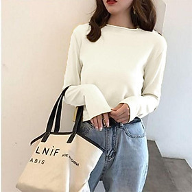 Áo sweater tay dài cổ lọ màu trơn đơn giản thời trang cho nữ