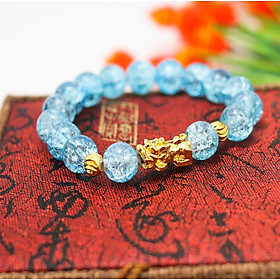 Vòng Tay Tuyết Thạch Anh Mix Tỳ Hưu Mạ Vàng Cao Cấp - Thiết Kế Tinh Tế Sang Chảnh - Phụ Kiện Thời Trang Siêu Xinh, Hộ Vận Mạng Lại May Mắn Cho Mọi Người