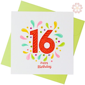 Thiệp mừng sinh nhật - mừng tuổi 16 - size 15x15cm