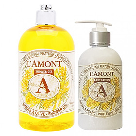 Combo Sữa Tắm L'amont En Provence Mimosa (500ml) và Sữa Dưỡng Thể L'amont En Provence Mimosa Whitening Body Lotion (250ml)