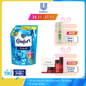 Nước Xả Làm Mềm Vải Comfort Chăm Sóc Chuyên Sâu Đậm Đặc Một Lần Xả Hương Ban Mai Túi 2.8L