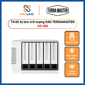 Bộ lưu trữ dữ liệu DAS TerraMaster D5-300, USB-C 3.0 SuperSpeed, 210MB/s, 5 khay ổ cứng RAID 0,1,5,10,CLONE,JBOD,Single - Hàng chính hãng