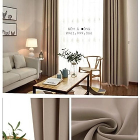 Mua HN_Rèm vải trơn màu không họa tiết - màu nâu tây  NHIỀU SIZE  CÓ SẴN - Cao cố định 2.5m