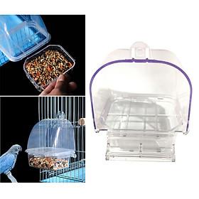 Bird Feeder Cage Hanging Transparent Pet Feeder with Perch for Canary Finch