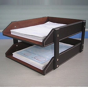 Khay đựng tài liệu 2 tầng bằng da cao cấp