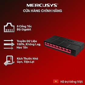 Bộ Chia Mạng Mercusys MS108G 8 Cổng 10 100 1000 Mbps - Hàng Chính Hãng