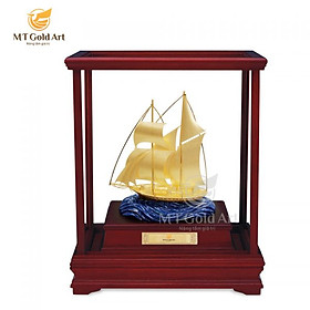 Mô hình thuyền dát vàng 24k MT Gold Art M02(29x17x34 cm)- Hàng chính hãng, quà tặng dành cho sếp, khách hàng, đối tác