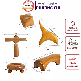 Combo 5 dụng cụ ấn huyệt cạo gió mát xa toàn thân làm từ gỗ thơm tự nhiên | Mỹ Nghệ Phương Chi