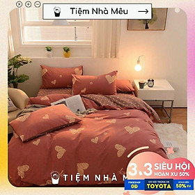 Bộ Vỏ Chăn Ga Gối Cotton 3Dm6/m8/2m -Tiệm Nhà MêuSet 4 Món Trái Tim Phong Cách Hàn Quốc Siêu Xinh