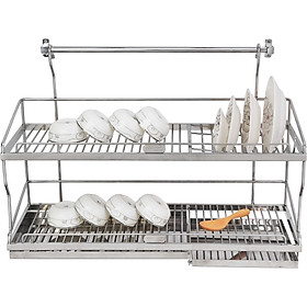 Kệ sóng chén 2 tầng treo inox 304 TOVASHU UT2 có khay nhiều kích cỡ