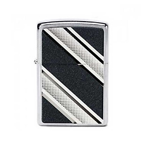 Bật Lửa Zippo Double Diagonal Emblem Brushed Chrome Chính Hãng Usa