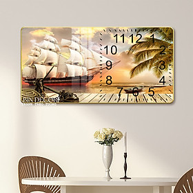 Tranh đồng hồ tráng gương thuận buồm xuôi gió 6 trang trí decor quà tặng tân gia