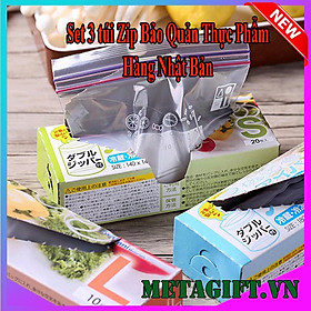 Mua Hộp 3 túi zip đựng thực phẩm Nhật Bản  túi zipper bảo quản thực phẩm trong tủ lạnh tái sử dụng có khóa kéo