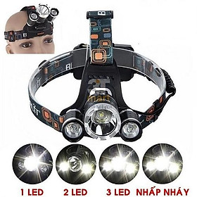 Mua Đèn pin đội đầu siêu sáng - Đèn Pin Led Siêu Sáng Đội Đầu 3 Bóng  tặng kèm pin và sạc