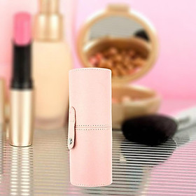Makeup Brush Holder Large Capacity with Lid PU Leather for Pen Women Girls