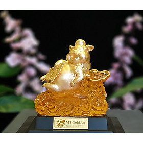 Tượng heo dát vàng M04 (14x17x22cm) MT Gold Art- Hàng chính hãng, trang trí nhà cửa, phòng làm việc, quà tặng sếp, đối tác, khách hàng, tân gia, khai trương 