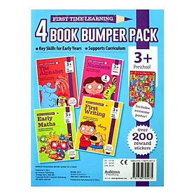 First Time Learning - 4 Book Bumper Pack : The Alphabet , Early Maths , Numbers and First Writing (Ages 3+) (Includes Awesome Poster)