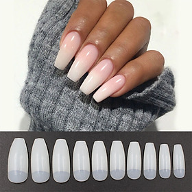 500pcs/set Ballerina Nail Art Tips Natural False Nails Art Tips Flat Shape Full Cover Manicure Fake Nail Tips