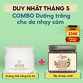 COMBO 2 - Tẩy Tế Bào Chết Cà Phê Và Dưỡng Thể Làm Trắng Da Dành Cho Da Nhạy Cảm SPA PRO