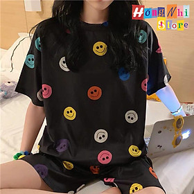 Bộ Ngủ Hoạt Hình Thun Thái Kèm Túi Vải Quần Đùi Dáng Rộng Cao Cấp - MM