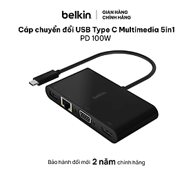 Mua Hub USB Type-C  Belkin chia 5 cổng USB-A 3.0/VGA/HDMI 4K/LAN Ethernet Gigabit/USB-C + Sạc PD 100W - AVC004btBK - Hàng chính hãng