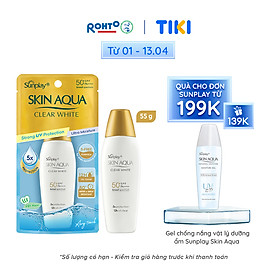 Kem chống nắng Skin Aqua dưỡng trắng, kiểm dầu, dùng hàng ngày dạng sữa Sunplay Skin Aqua Clear White Eco Việt Nam SPF50, PA++++ 55g