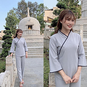 Đồ lam đi chùa chéo nữ vải hàn quốc