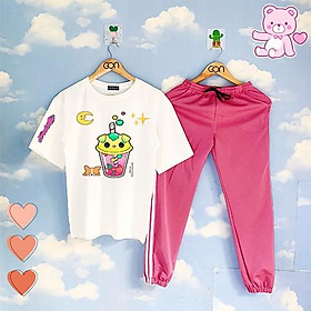 COMBO TIẾT KIỆM Set Đồ Bộ Áo Thun Tay Lửng Quần Kẻ 3Sọc, Quần Ulzzang 2 Sọc
