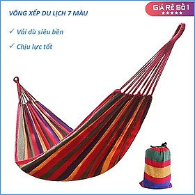 Võng xếp du lịch 7 màu, võng dã ngoại có túi đựng