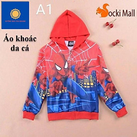 Áo khoác cho bé trai mặc ấm, áo có nón, in 3D SPIDER MAN (Đỏ) Gia Khang