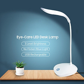 Desk Lamp LED Bedside Table Lamp with Flexible Gooseneck/3-Level Dimmable Rechargeable Reading Light