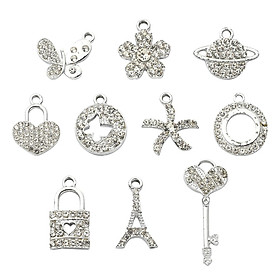 10 Pieces Rhinestone Charms Pendants Alloy for Jewelry Making for DIY Crafts