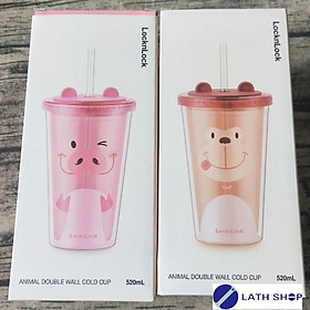 Ly nhựa 2 lớp LocknLock Animal 520ml