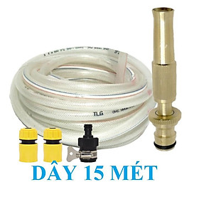 Mua Bộ dây vòi xịt nước rửa xe  tưới cây đa năng  tăng áp 3 lần  loại 15m 206701-1 đầu đồng cút nối đen+ tặng đai