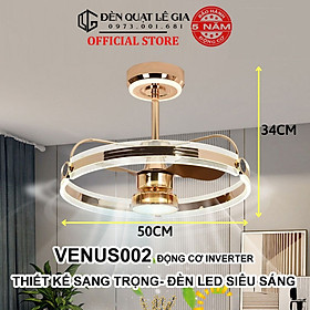 Quạt trần cao cấp LÊ GIA VENUS002 | Quạt trần pha lê luxury trang trí phòng khách | Quạt trần hiện đại có đèn cho spa biệt thự | Quạt trần đèn LED thiết kế sang trọng cao cấp { Hàng Chính Hãng } 