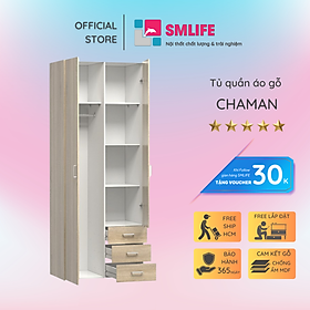 Tủ quần áo gỗ hiện đại SMLIFE Chaman | Gỗ MDF dày 17mm chống ẩm | D80xR45xC200cm