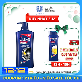 Dầu Gội Sạch Gàu Clear Men Deep Cleanse Sạch Sâu 630g