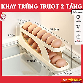 Khay Đựng Trứng, Khay Đựng Trứng Tủ Lạnh Thiết Kế 2 Tầng Thông Minh Tự Lăn Trứng Cao Cấp