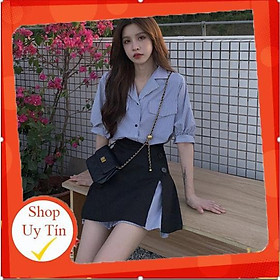 SET VÁY SƠ MI KẺ + CHÂN VÁY ULZZANG - KÈM ẢNH THẬT CUỐI