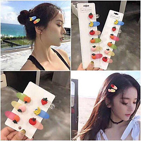 Sét 6 kẹp tóc hoa quả siêu yêu