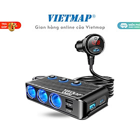 VIETMAP VM82 - Bộ chia sạc ô tô đa năng - Sạc nhanh Type-C PD 30W và QC 3.0 - Hàng chính hãng