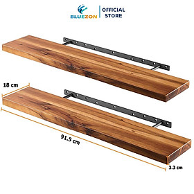 Mua Combo 2 kệ gỗ BLUEZON treo tường trang trí 91.5cm  kèm chốt âm tường chữ U  phụ kiện vít tắc kê